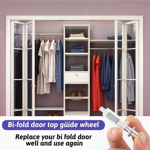 8 Pack Spring Loaded Bi-Fold Door Hardware Kit For Folding Closet Doors Pocket Doors And Barn Doors Top Roller Guide