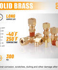 Brass DOT air brake line fittings assortment set; compression fittings in 1/4, 1/8, 3/8, 1/2 in for trucks