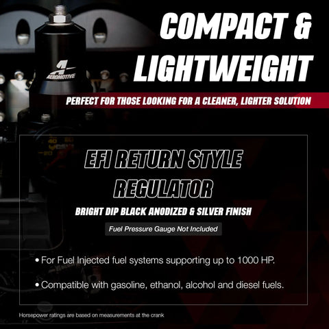 EFI Fuel Pressure Regulator Adjustable 40-75 PSI For Electric Fuel Injection Return Style With ORB-06 Inlet And Return Ports