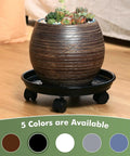 6 Pack Heavy Duty Plant Caddies With Wheels, Smooth Rolling Plant Dollies For Indoor Outdoor Potted Plants on wooden floor.