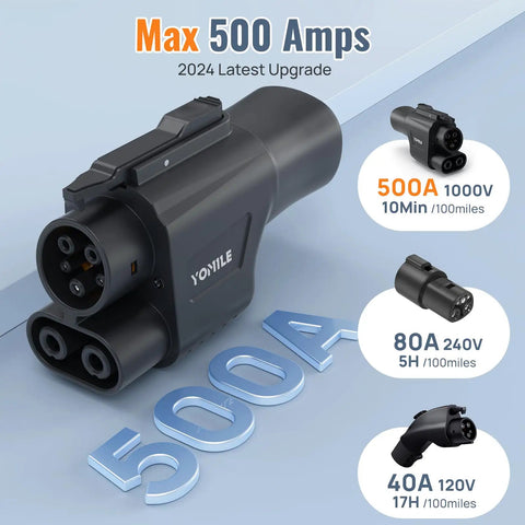 Knockout 2025 Nacs To Ccs1 Evolution Adapter with max 500 Amps for fast electric vehicle charging