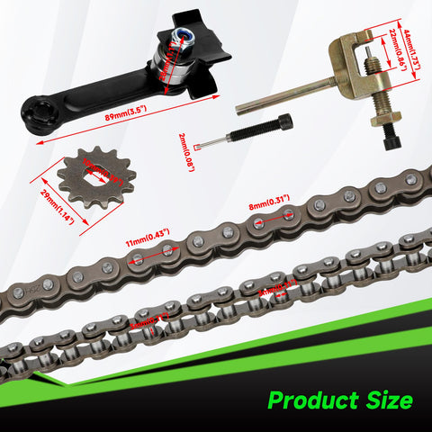 25H Drive Chain 132 Link With 13 Tooth Sprocket Upgrade Kit For Razor MX650 MX500 RSF650 SX500 Electric Dirt Bike Pit Bike Motocross Parts With Chain Tensioner