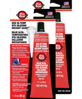 Red Hi Temp RTV Silicone Instant Gasket Sealant For Cars 3 Oz Tube front view with packaging details.