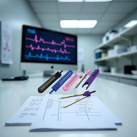 Purple EKG Calipers With Built In Ruler, Dead On Accuracy For Electrocardiogram Measurements, Total Game Changer Cardiac Divider Tool For Nurses And Med Students