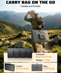 Man carrying foldable Portable Power Station 2800W With 200W Bifacial Solar Panel in travel bag on mountain trail