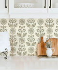 Floral Peel And Stick Wallpaper Tulip Print Neutral Self Adhesive Vinyl Covering for Kitchen backsplash with wood decor