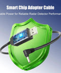 USB To DC 3.5 Power Cable For Radar Detectors 12V 6.56ft Long with smart chip, shown on green shield background