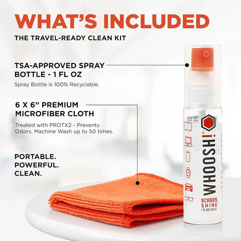 Refillable Screen Cleaner Kit With Microfiber Cloth For MacBook, iPhone, iPad And Eyeglasses, TSA-approved 1 Fl Oz bottle