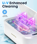 48KHz Ultrasonic Jewelry Cleaner With Dual Modes And Degas Function, 19oz 304 stainless steel tank, UV lights enhancing cleaning