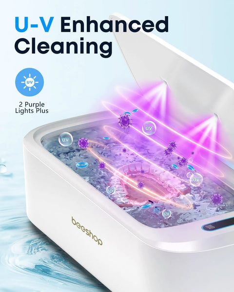 48KHz Ultrasonic Jewelry Cleaner With Dual Modes And Degas Function, 19oz 304 stainless steel tank, UV lights enhancing cleaning