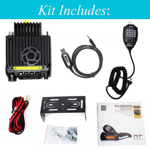 Beefy 45W Monoband 1.25M Mobile Ham Radio Transceiver For Cars kit with accessories and user manual.