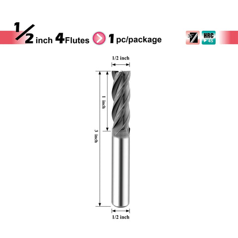 Micrograin Carbide Square End Mill One Half Inch Four Flute Workhorse For Milling Alloy Steel And Hardened Steel Metal