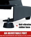 Beefy Variable Speed Belt Sander For Metalworking, 2x42 Inch, 3.5A DC Motor with adjustable foot shown in close-up