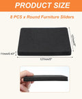 5 Inch Felt Furniture Sliders Square Movers 8 Pack Reusable FloorProtectors for moving furniture, showing size and thickness.