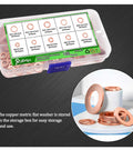 Copper Crush Washer Set 188 PC Oil Drain Plug Sealing Washers Kit In 9 Sizes M5 M6 M8 M10 M12 M14 with storage box