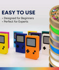 Easy PLA 1.75mm 3D Printer Filament Red, 1kg Cardboard Spool, stack of colored spools, gaming device models, beginner friendly