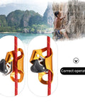 Beefy Lightweight Aluminum Chest Ascender for Rock Climbing and Rappelling with 10-13 mm rope, showing correct operation
