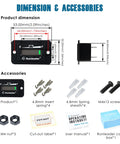 Runleader Lead Acid Battery Monitor DC 36V dimensions and accessories including installation items and specifications.