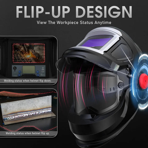 True Color Auto Darkening Welding Helmet With Big 4 By 3.7 Inch Viewing Window Solar Powered 4 Sensor Protection Adjustable Headband Wide Shade Range 4/5-9/9-13 For TIG MIG MMA Plasma And Grinding