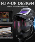 Auto Darkening Welding Helmet With 180 Degree Panoramic View And Side Window, flip-up design with true color lens and sensors