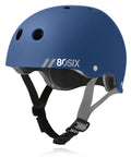 Triple Certified Multisport Helmet for bike, scooter, skateboard, roller and inline skates, blue with adjustable straps.