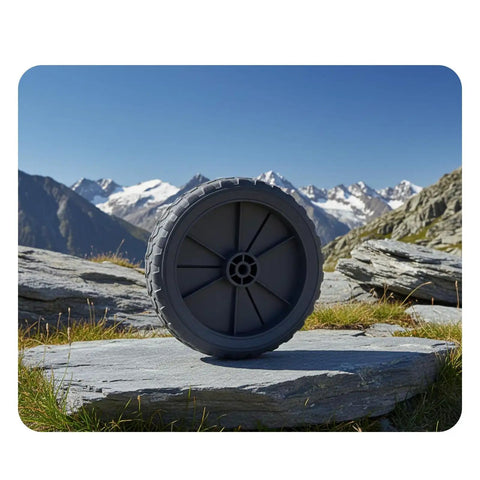Beefy Tank Wheel With Bearing For Carts And Equipment Transport 5 Inch Universal Fit Rubber Wheel on rocky terrain