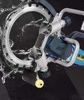 Kickass Heavy Duty Electric Ring Saw With Rolling Pulley Portable Wall Chaser Machine 8800W Motor 3000 RPM close-up view with water splash.