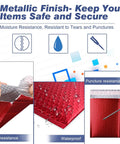 Metallic Matte Red Bubble Mailers 4 By 8 Inch Padded Envelopes With Secure Self Seal Closure showing tear and puncture resistance