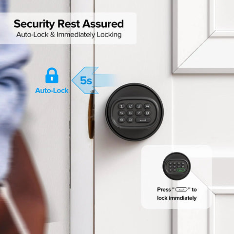 Fingerprint Door Knob With Keypad And Biometric Unlock, Three In One Keyless Entry For Interior Doors, Auto Lock After Inactivity