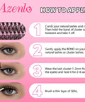 Step-by-step application guide for DIY Lash Extensions Kit With 240Pcs 30D And 40D Lash Clusters, eyes with lash tools.