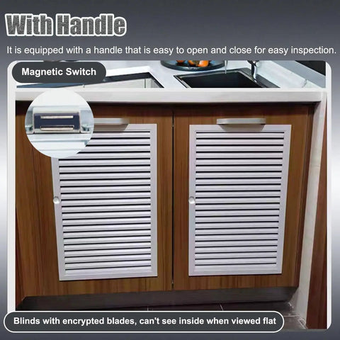 Heavy Duty Aluminum Louvered Access Panel For Wall Ventilation And Plumbing Drywall Inspection Large 47 By 45 Inch Air Hatch with easy open handle.