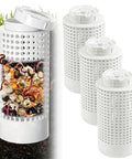 3 Pack In Ground Compost Bin For Outdoor Garden And Yard Four By Ten Inch PVC Composter Tumbler Eco Friendly Design
