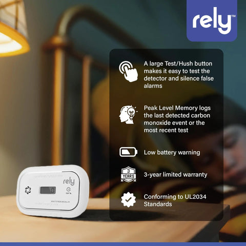 6000 Carbon Monoxide Detector With Digital Display Battery Operated CO Alarm Wall Mount Or Tabletop 1 Pack on tabletop