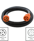 Heavy Duty Nema L2130 30 Amp Three Phase 120 208V Industrial Rubber Extension Cord 25 Feet with locked connectors.