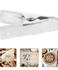 Super Heavy Duty 12-Pc Metal Spring Clamps Kit With Tough White Tips Perfect For Woodworking, DIY Panels, And Backdrop Stands To Hold Projects Steady In Home Shop Or Studio Setting, white tip clamp close-up