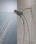 Two In One Dual Shower Head With Handheld Spray In Chrome, Detachable Shower Head With Hose, Versatile In2ition 4 Spray Patterns
