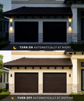 Outdoor Porch Light 2 Pack Dusk to Dawn Photocell Sensor Wall Sconces on house at night and day.