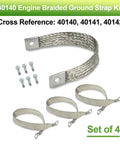 Heavy Duty Engine Ground Straps Kit With Braided Ground Wires For Battery Starter Chassis And Frame, 315 Amps, 1/0 AWG, Set of 4