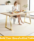 Dining table with 2 Pack Gold Trapezoid Metal Table Legs Beefy Heavy Duty Full Welded Furniture Legs With Non Slip Pads