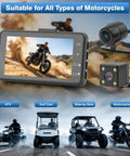 Dual 1080P Waterproof Bike Dash Cam With 3 Inch Screen, Night Vision, Front And Rear HD Recording, ATV and motorcycle compatible