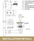 Installation diagram of Brushed Gold Tub Drain Kit With Two Hole Overflow Faceplate Bath Tub Drain Trim Set Conversion Replacement.