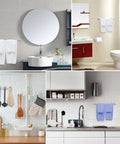 Self Adhesive Bathroom Hardware Set With 16 Inch Towel Bar Toilet Paper Holder And 3 Towel Hooks SUS304 Stainless Steel Kit in use