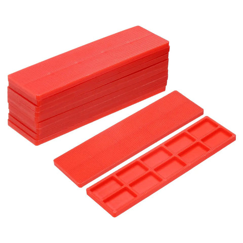Plastic Flat Shims Set, 30 Pcs For Leveling And Spacing, 4mm (5/32 Inch) Structural Tile And Glazing Shims, Durable Red Plastic Blocks