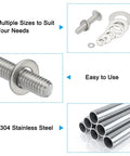 304 Stainless Steel Fender Washers Set, 10 Pack, Flat Washers 3/4 Inch ID X 1 1/3 Inch OD X 0.12 Inch Thick, shown with bolts