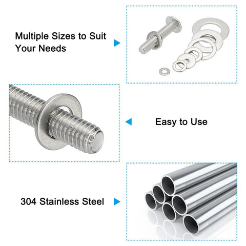 304 Stainless Steel Fender Washers Set, 10 Pack, Flat Washers 3/4 Inch ID X 1 1/3 Inch OD X 0.12 Inch Thick, shown with bolts