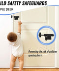 Heavy Duty Sliding Bolt Gate Latch With Padlock Hole For Wood Fence Yard Fence Shed Door Barn Door Black 1 Pack Dual Direction Design Rustproof Durable Outdoor Gate Hardware shown installed on door with child safety feature.