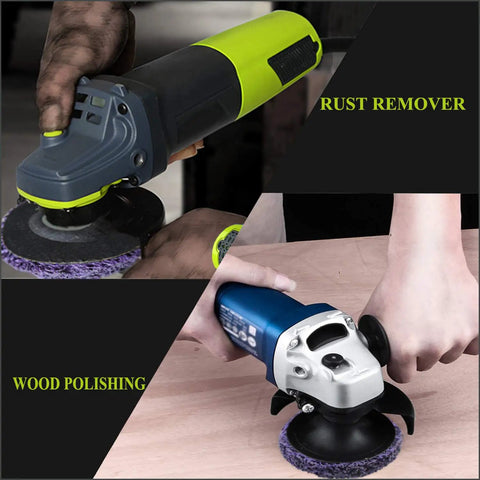 Heavy Duty Rust Buster Wheel Set For Paint And Oxidation Removal, Poly Strip Disc Abrasive in use on rust and wood surfaces