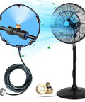 Outdoor Misting Fan Kit For Patio And Backyard Cooling With A 16.4 Foot Misting Line Five Brass Nozzles And Three Quarter Inch Brass Adapter