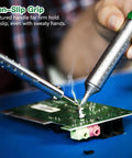Pro Grade 100W Soldering Gun Kit With LCD Temperature Display And Adjustable Heat used to solder circuit board.