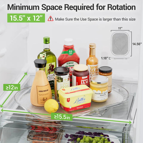 Lazy Susan Organizer For Refrigerator And Kitchen Turntable 14.56 Inch By 11 Inch holding condiments in fridge clearance guide